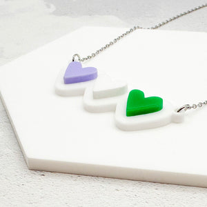 lgbt hearts necklace genderqueer soft handmade