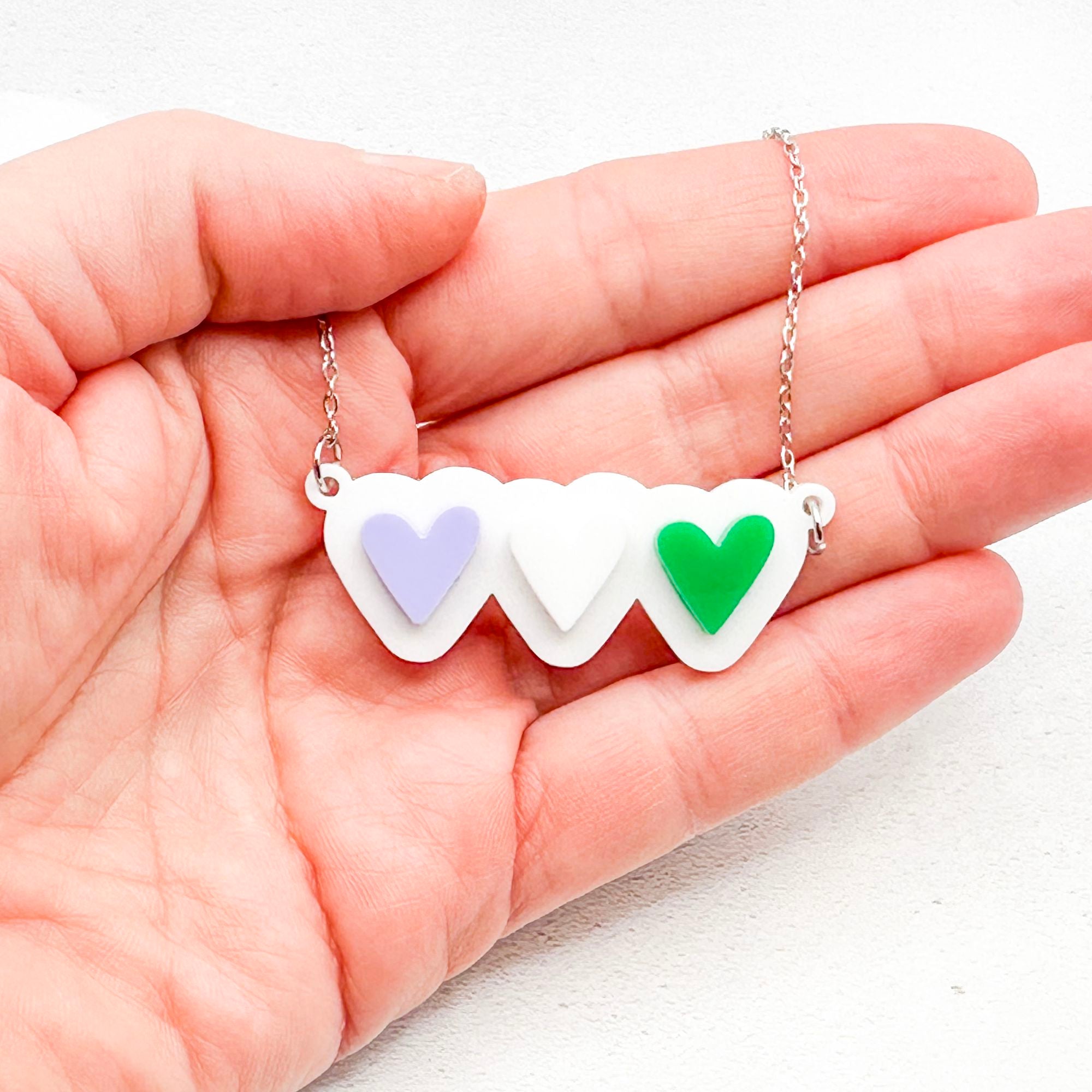 lgbt hearts necklace genderqueer soft pride support