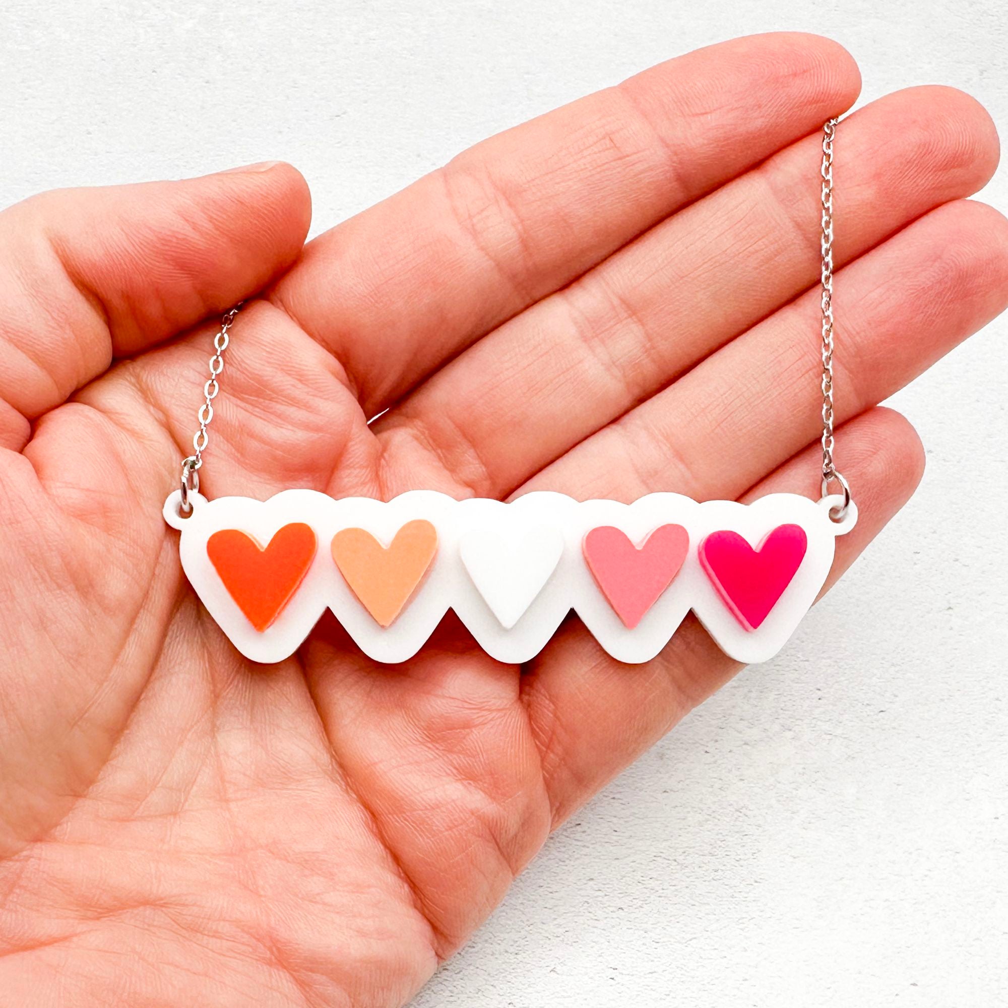 lgbt hearts necklace lesbian handmade unique