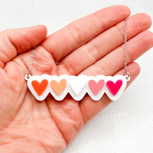 lgbt hearts necklace lesbian handmade unique