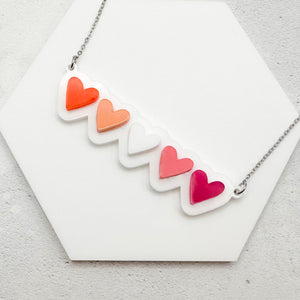 lgbt hearts necklace lesbian pink white acrylic