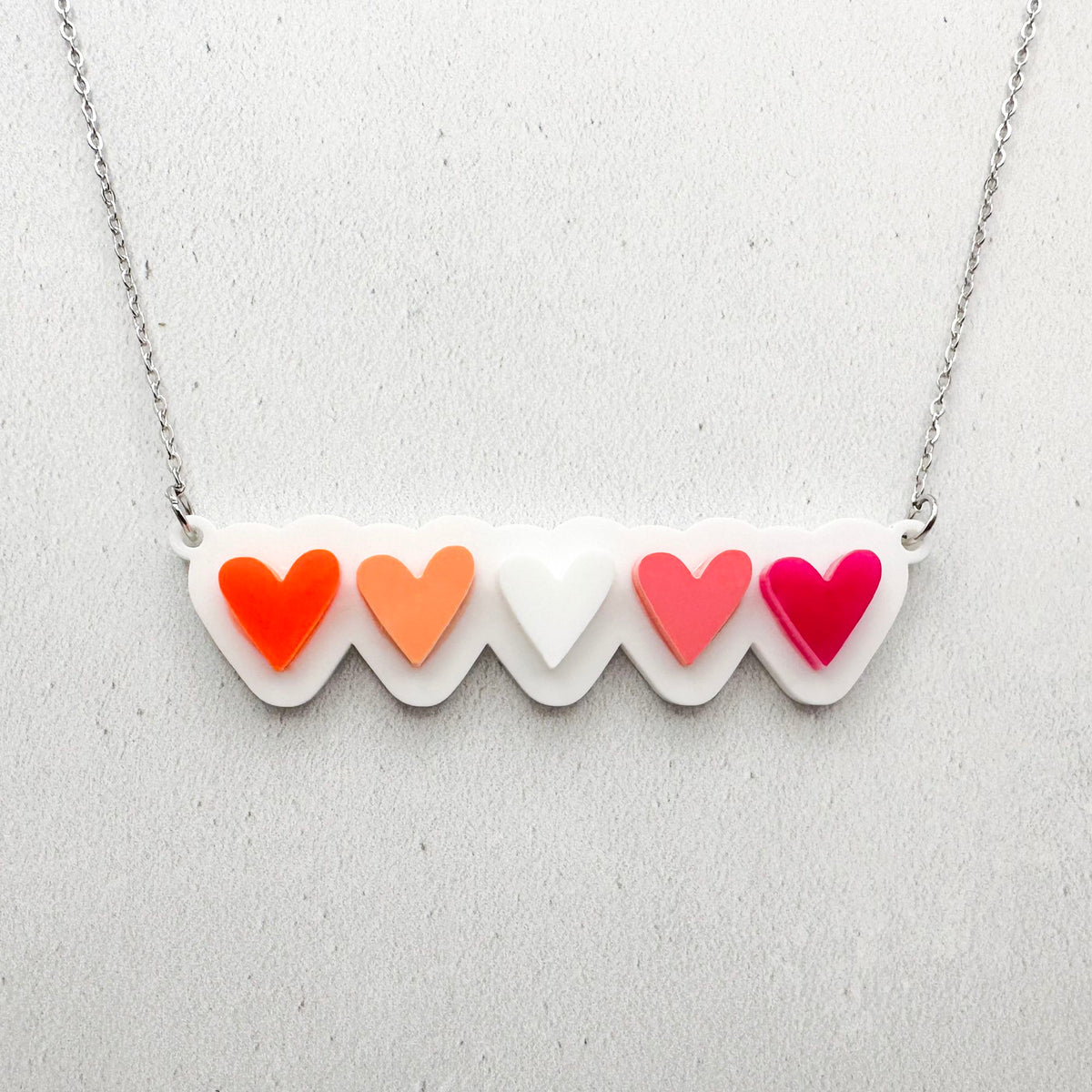 lgbt hearts necklace lesbian shades of pink