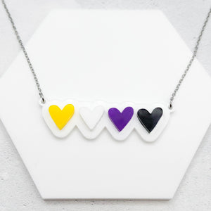 lgbt hearts necklace nonbinary bold pride jewellery