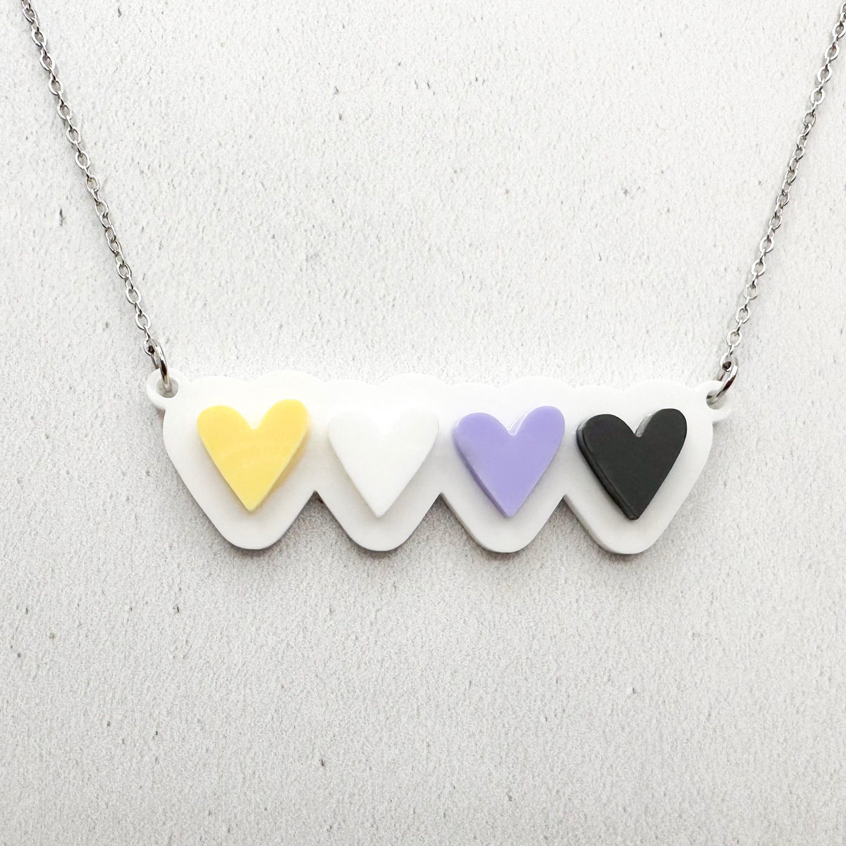 lgbt hearts necklace nonbinary soft yellow black