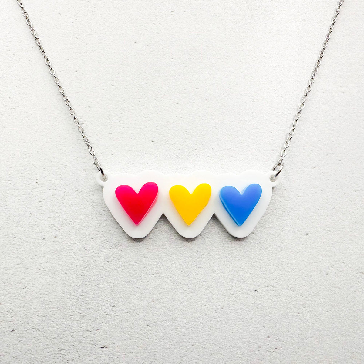 lgbt hearts necklace pansexual acrylic