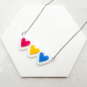 lgbt hearts necklace pansexual pride jewellery