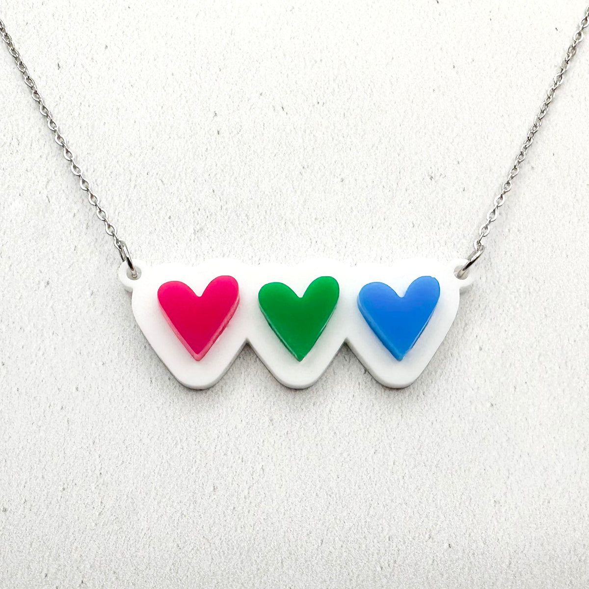 lgbt hearts necklace polysexual acrylic gift