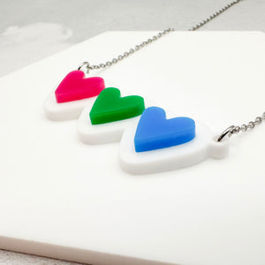 lgbt hearts necklace polysexual handmade gift