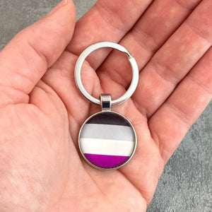 lgbt keychains asexual white purple