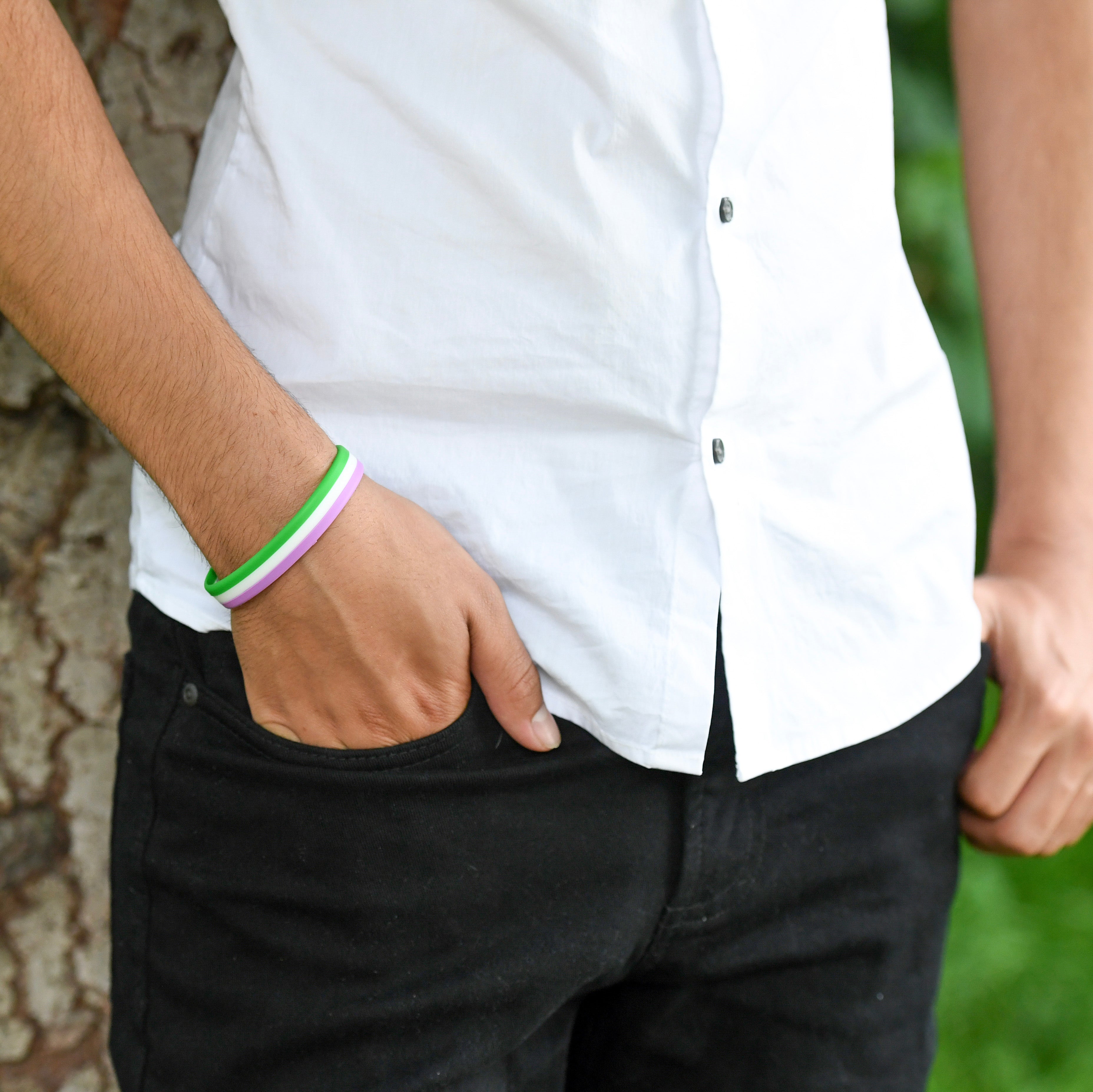 lgbt pride wristbands genderqueer lavender white green