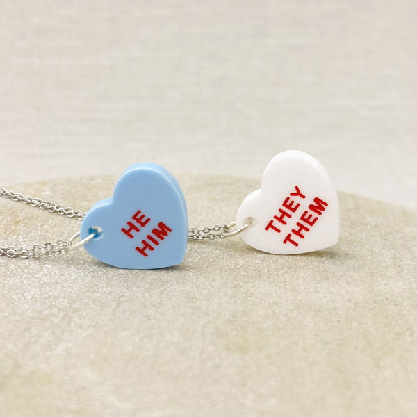 Pronoun Candy Heart Necklace Butler and Grace Ltd