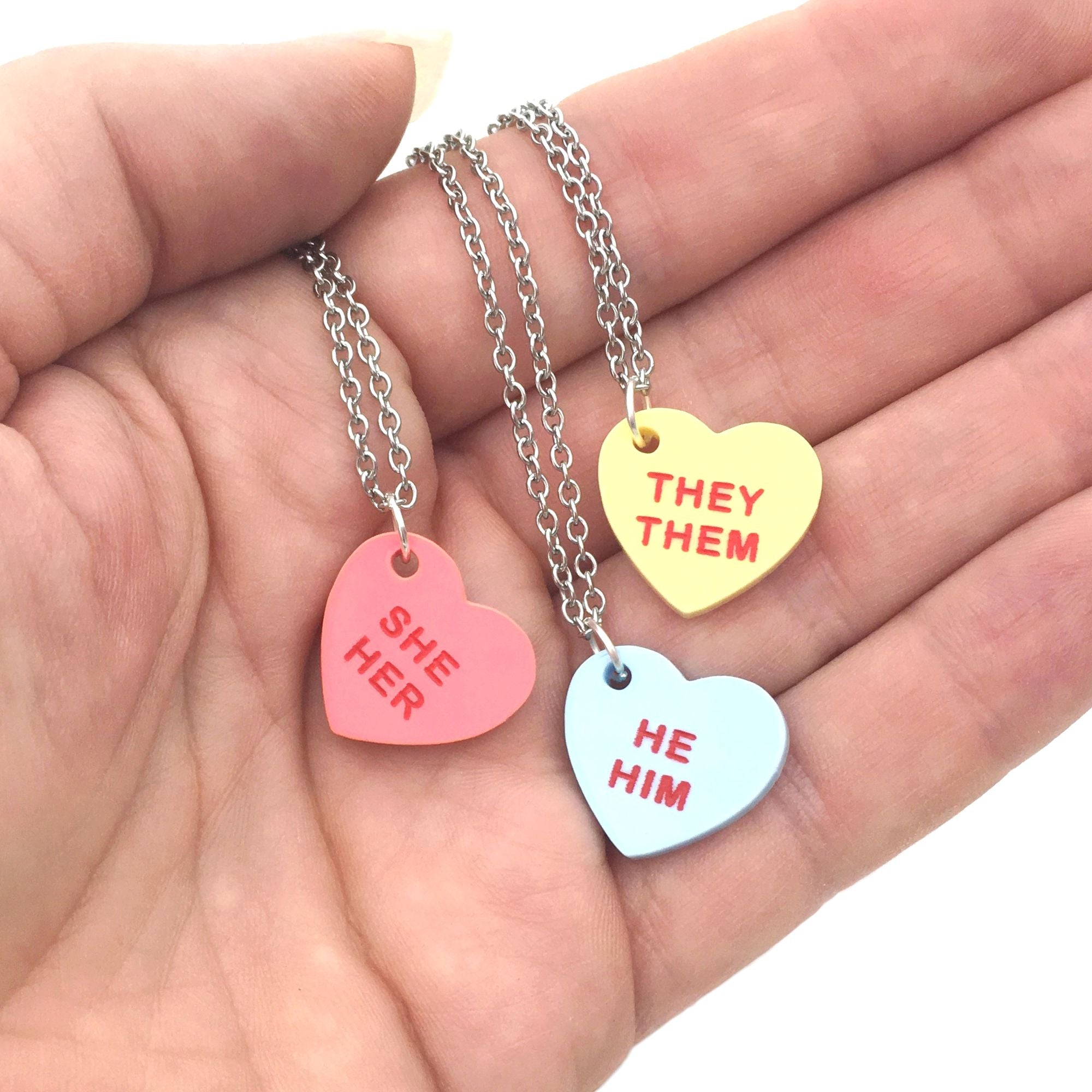 Pronoun Necklace, LGBTQ Pride, They / Them / She / Her / He / Him Gold,  Silver Jewelry, Personalized Gift for They / Them Ships Next Day - Etsy UK