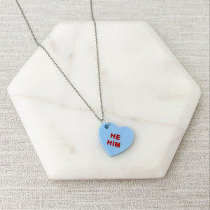 lgbt pronoun necklace he blue