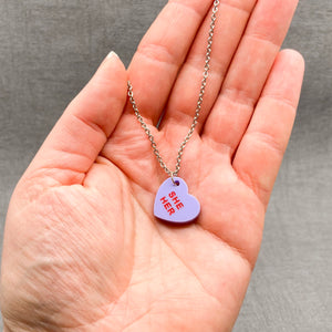 lgbt pronoun necklace her purple