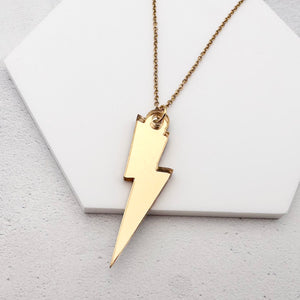 gold acrylic lightning bolt necklace 
