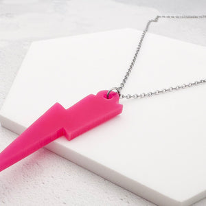Hot pink acrylic lightning bolt necklace 