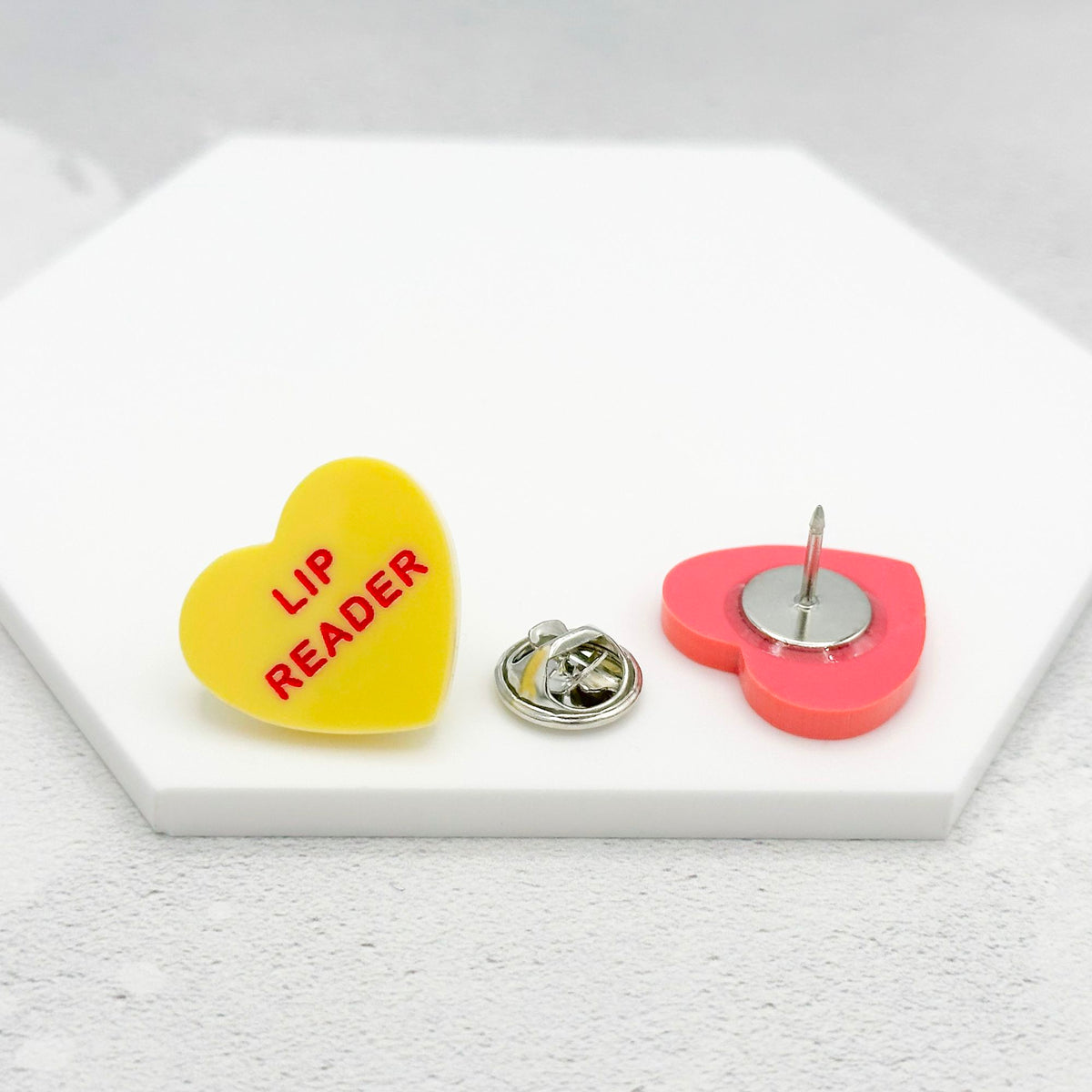 lip reader pin unisex badge