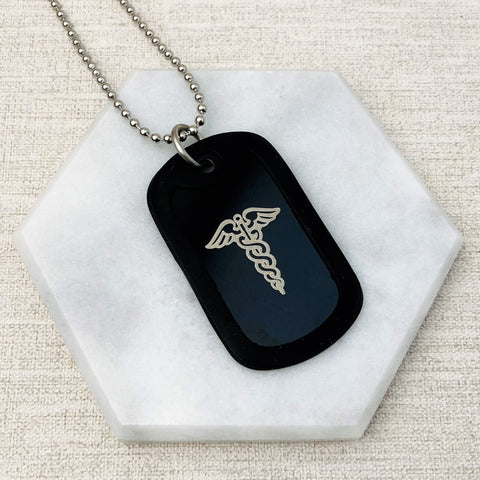 medical alert necklace black