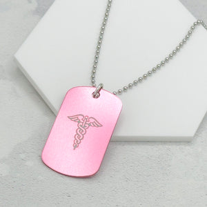 medical alert necklace for men women light pink