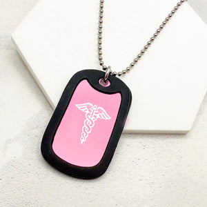 medical alert necklace light pink