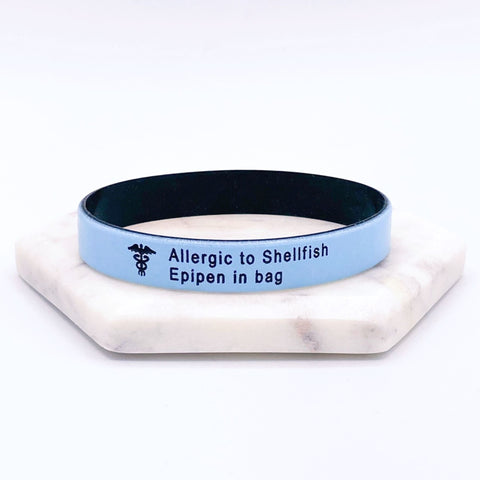 medical alert silicone wristbands polar blue black allergy
