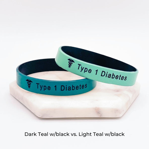 Medical Alert Silicone Wristbands Light Teal Black Butler and