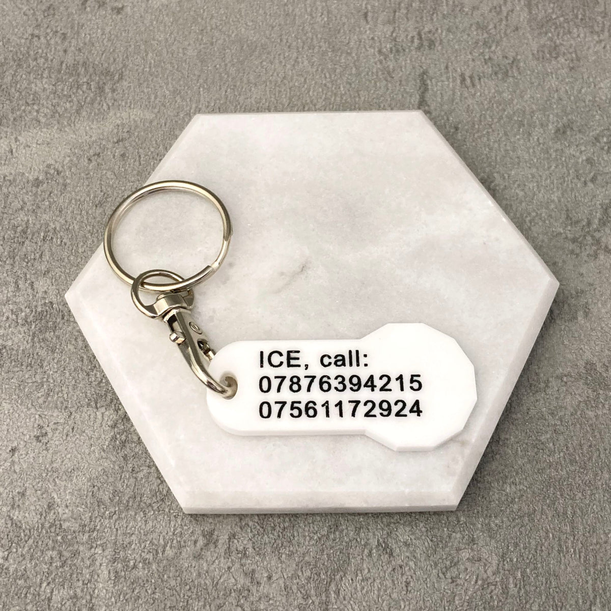 medical alert trolley keychains personalised phone number