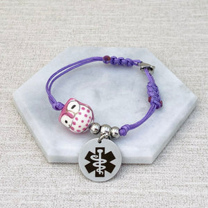 medical bracelet for addisons disease purple cord