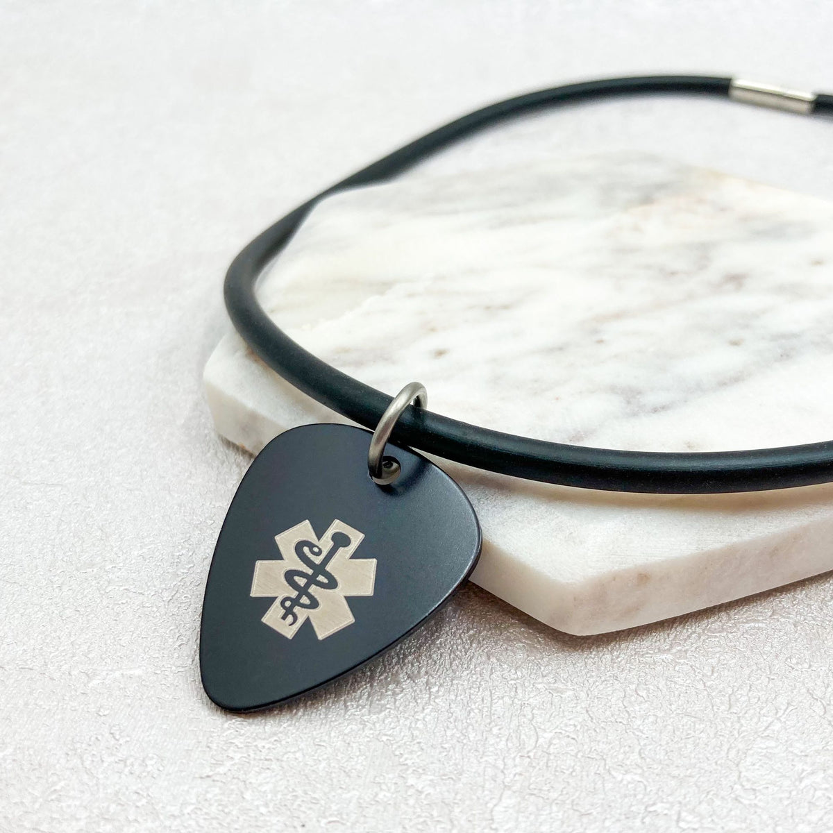 medical id necklace guitar pick