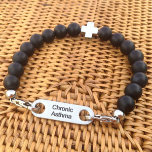 mens agate medical bracelet for asthma eds