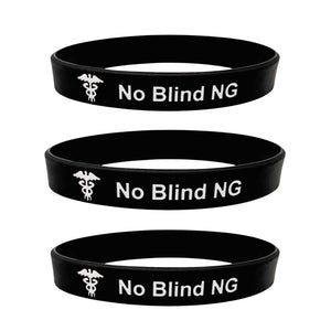 Set of three No Blind Ng silicone medical ID bracelets for daily wear and backup use