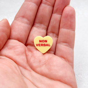 non verbal heart pin handmade uk