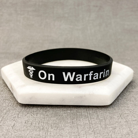on warfarin unisex band black white