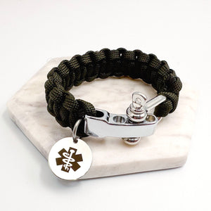 paracord medical bracelet hiking jewellery