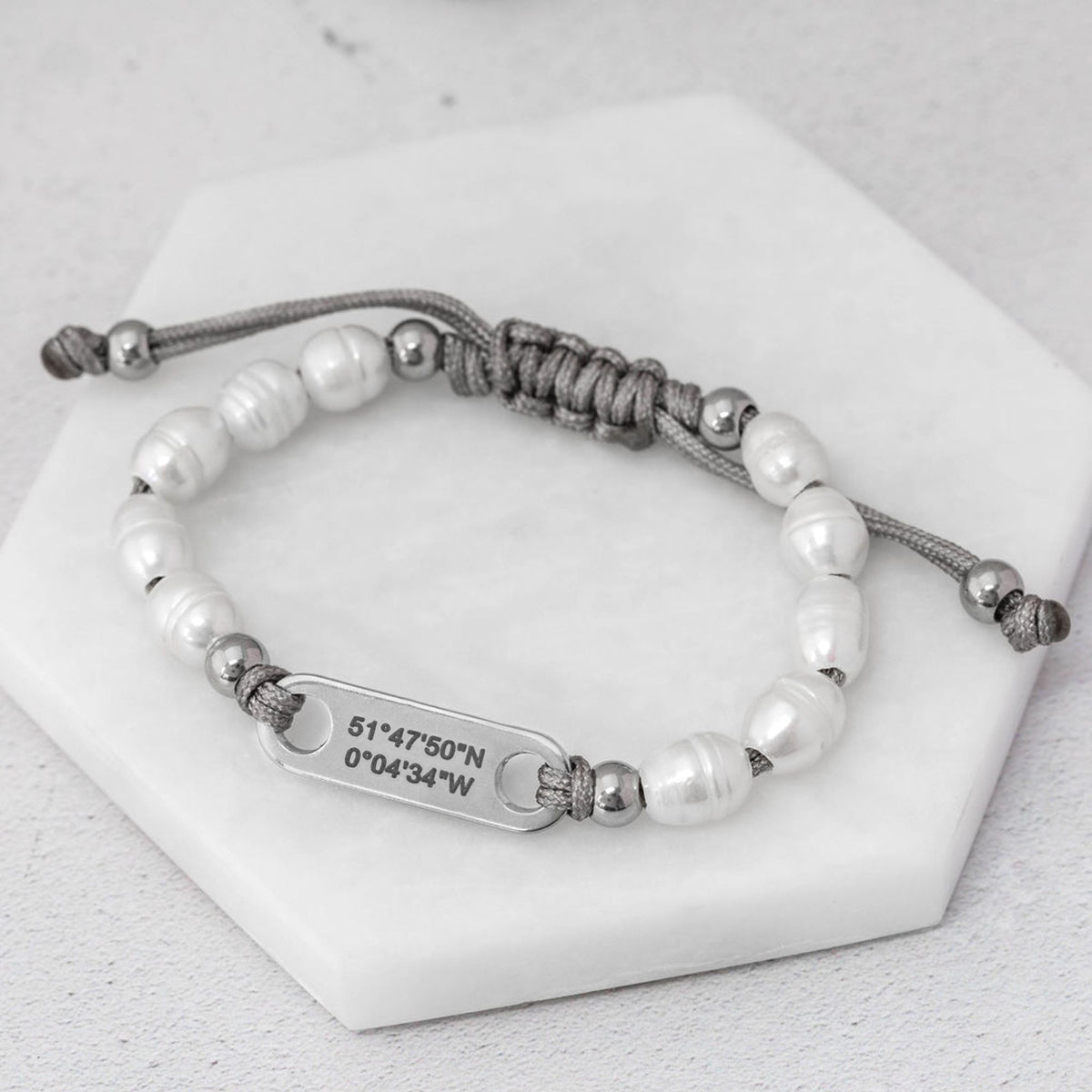 pearl gps location bracelet womens personalised
