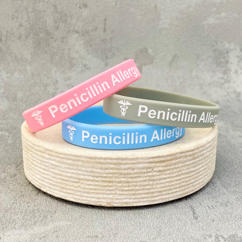 penicillin allergy bands pink grey sky