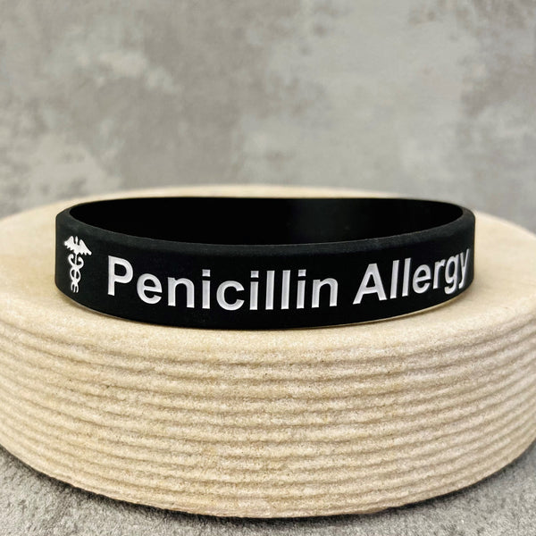 Medical Alert Wristband for Penicillin Allergy Silicone Rubber Bracelets  for Those Allergic to Penicillin Caduceus Symbol - Etsy