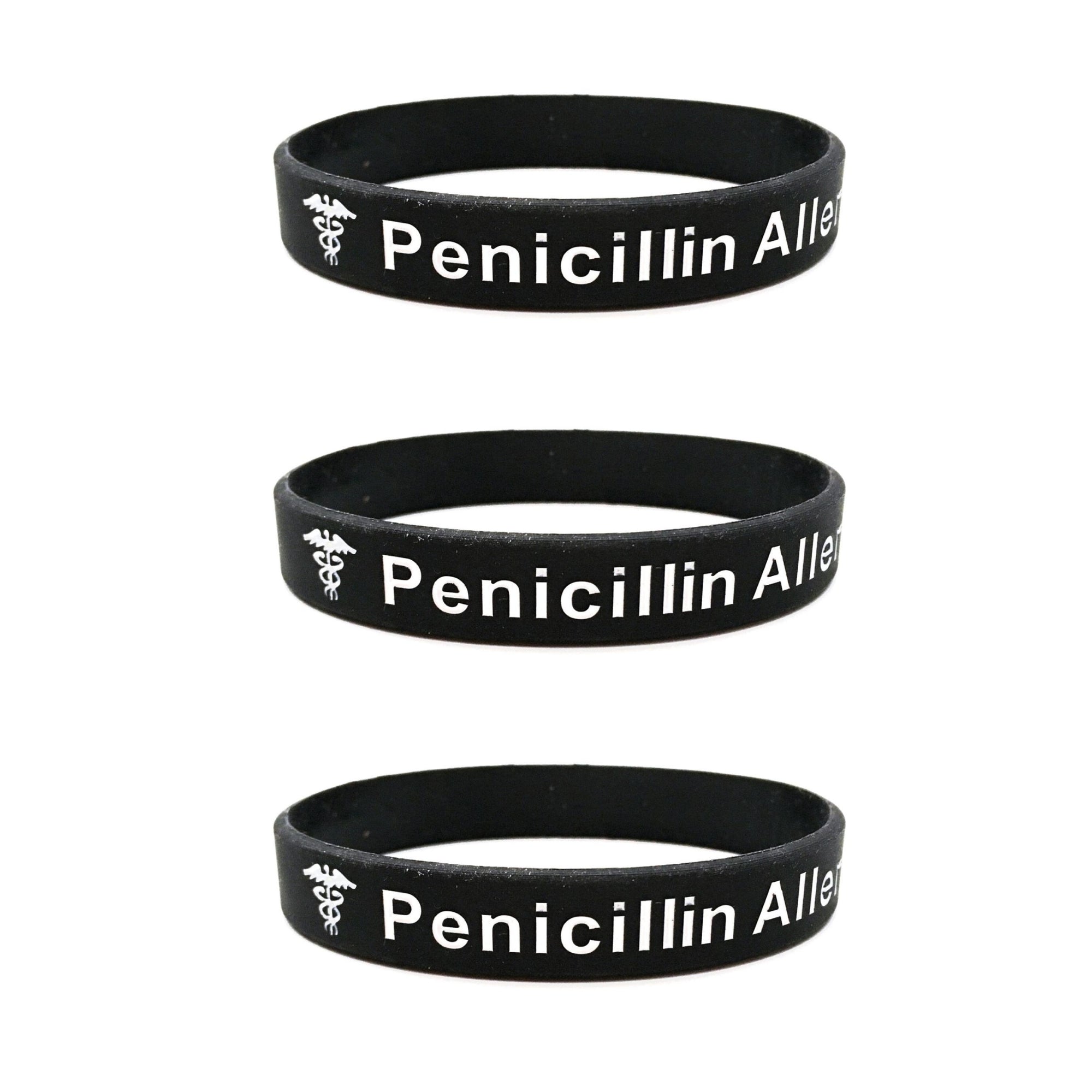Penicillin Allergy Wristband Black White