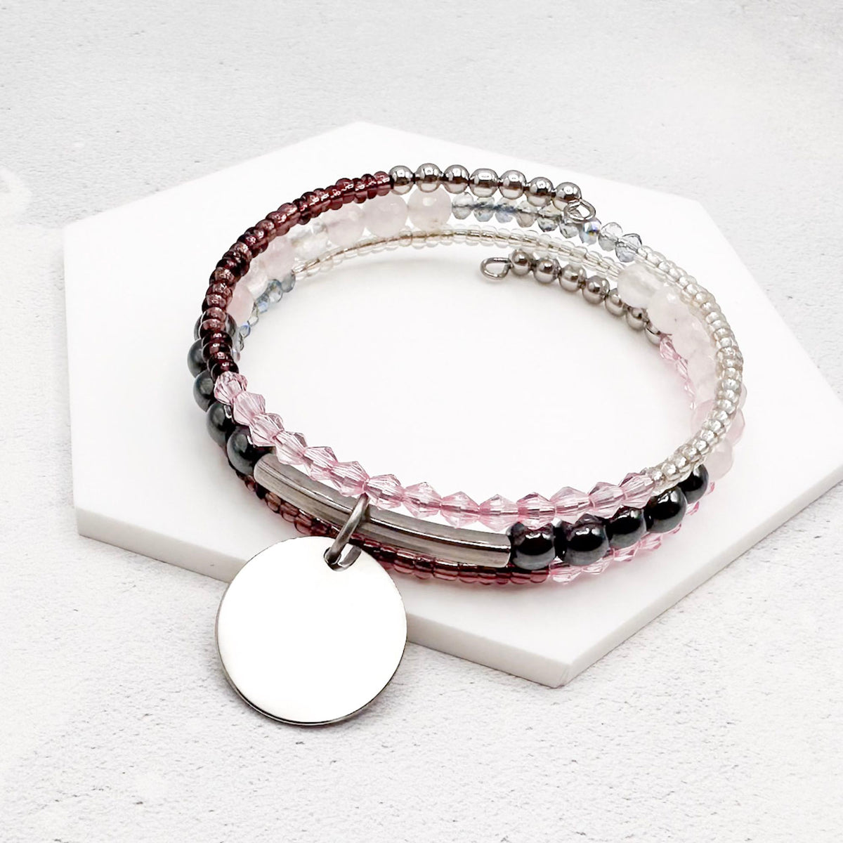 personalised bracelet memory wire no clasp