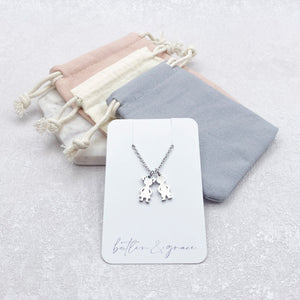 personalised family charm necklace gift pouch