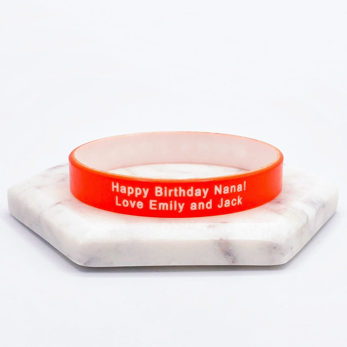 personalised unisex wristbands orange white