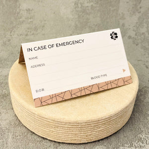 personalised wallet cards folded emergency contacts