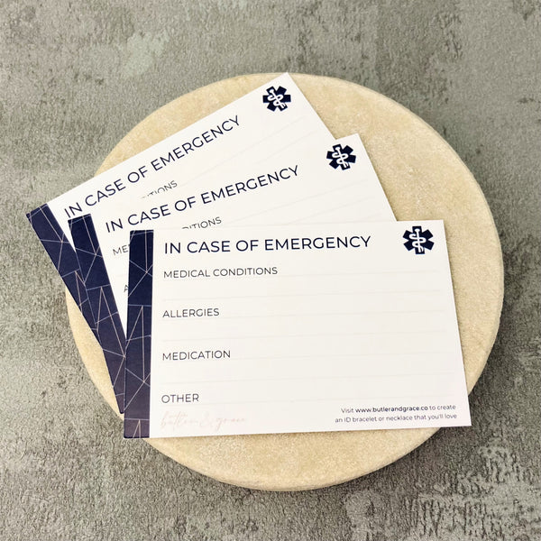 Butler Message Card Medical Alert Wallet Cards - Butler and Grace Ltd
