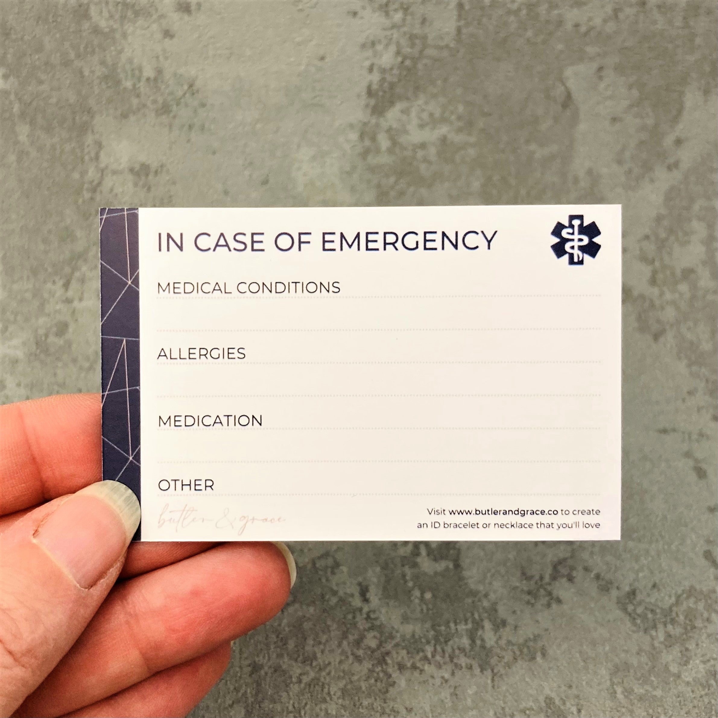 personalised wallet cards medical conditions
