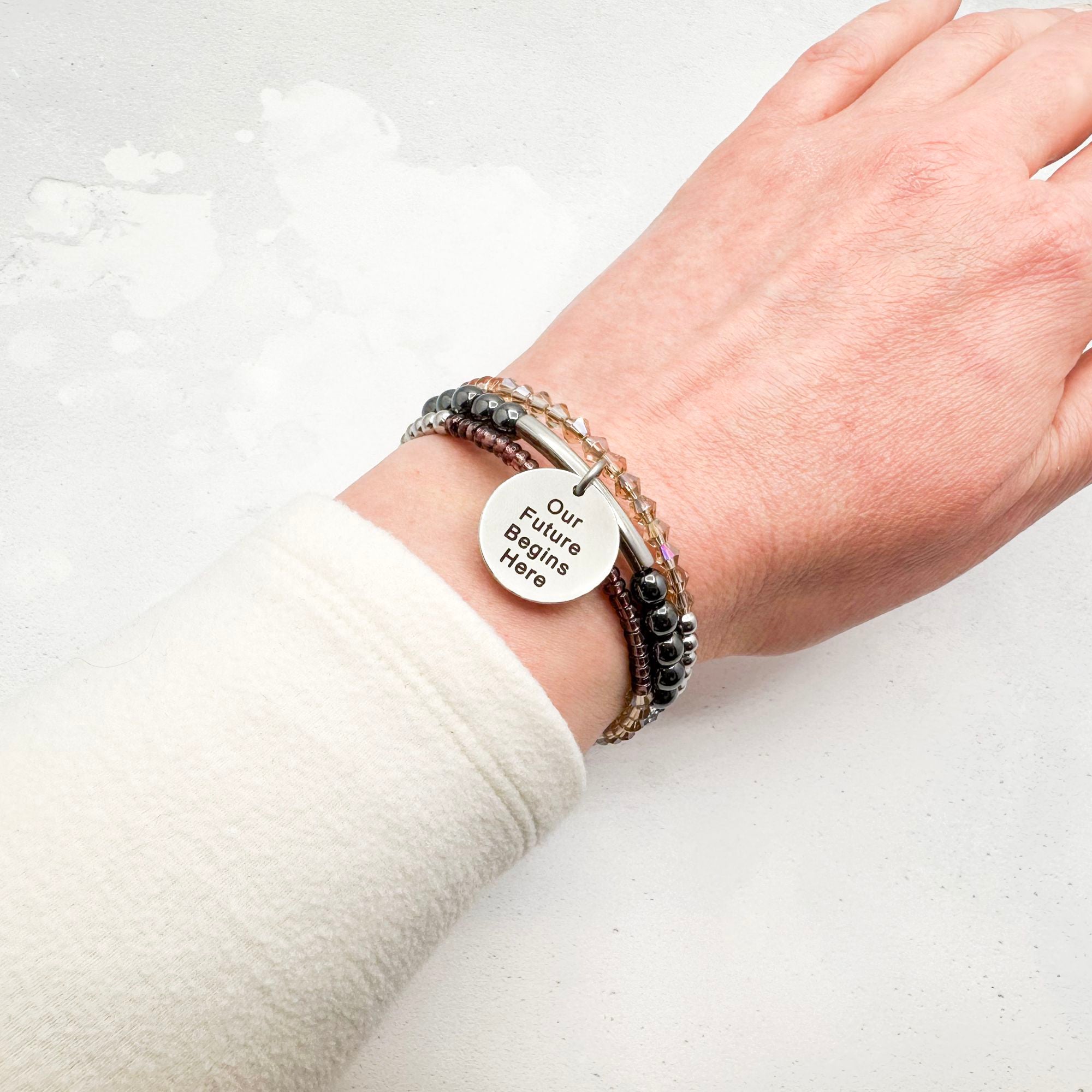 pretty personalised bracelet earth handmade uk