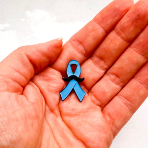 prostate cancer awareness ribbon pin moustache