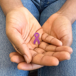 purple ribbon pin for epilepsy fibromyalgia awareness