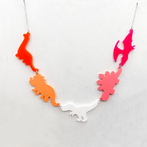 rainbow dinosaur necklace lesbian orange pink