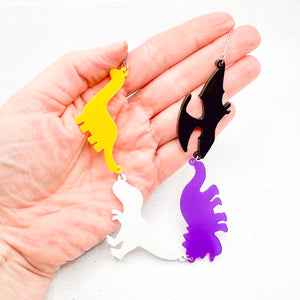 rainbow dinosaur necklace nonbinary bold handmade
