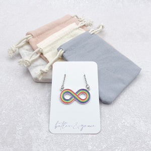rainbow infinity autism necklace gift pouch